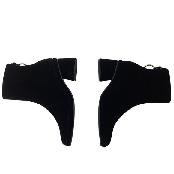 REIKE NEN Size 37.5 Velvet Ring Slim Boots Black Pointed Mid Heel Short Ankle - Picture 7 of 13
